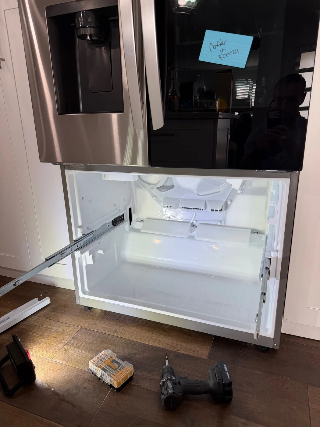 Freezer drawer repair and rail replacement